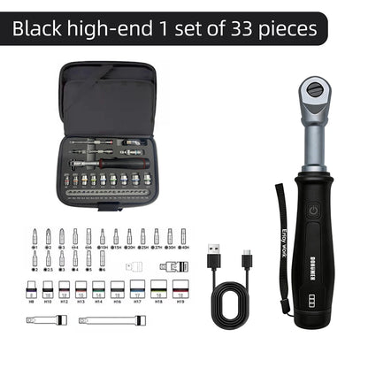 USB-C Rechargeable Electric Ratchet Wrench 3.6V 320 RPM 1/4' 3/8' Bidirectional with LED Battery Indicator for DIY Repair Auto