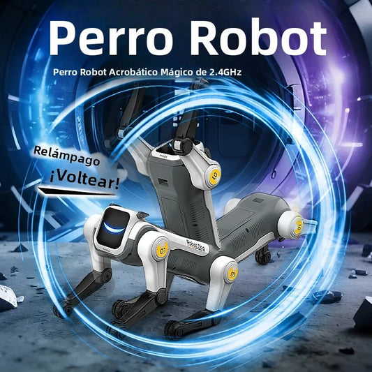 Perro Robot Mágico con IA, Control por Voz a través de Control Remoto de 2.4GHz, Programación Inteligente, Luces en los Ojos, para Niños y Entusiastas de la Tecnología