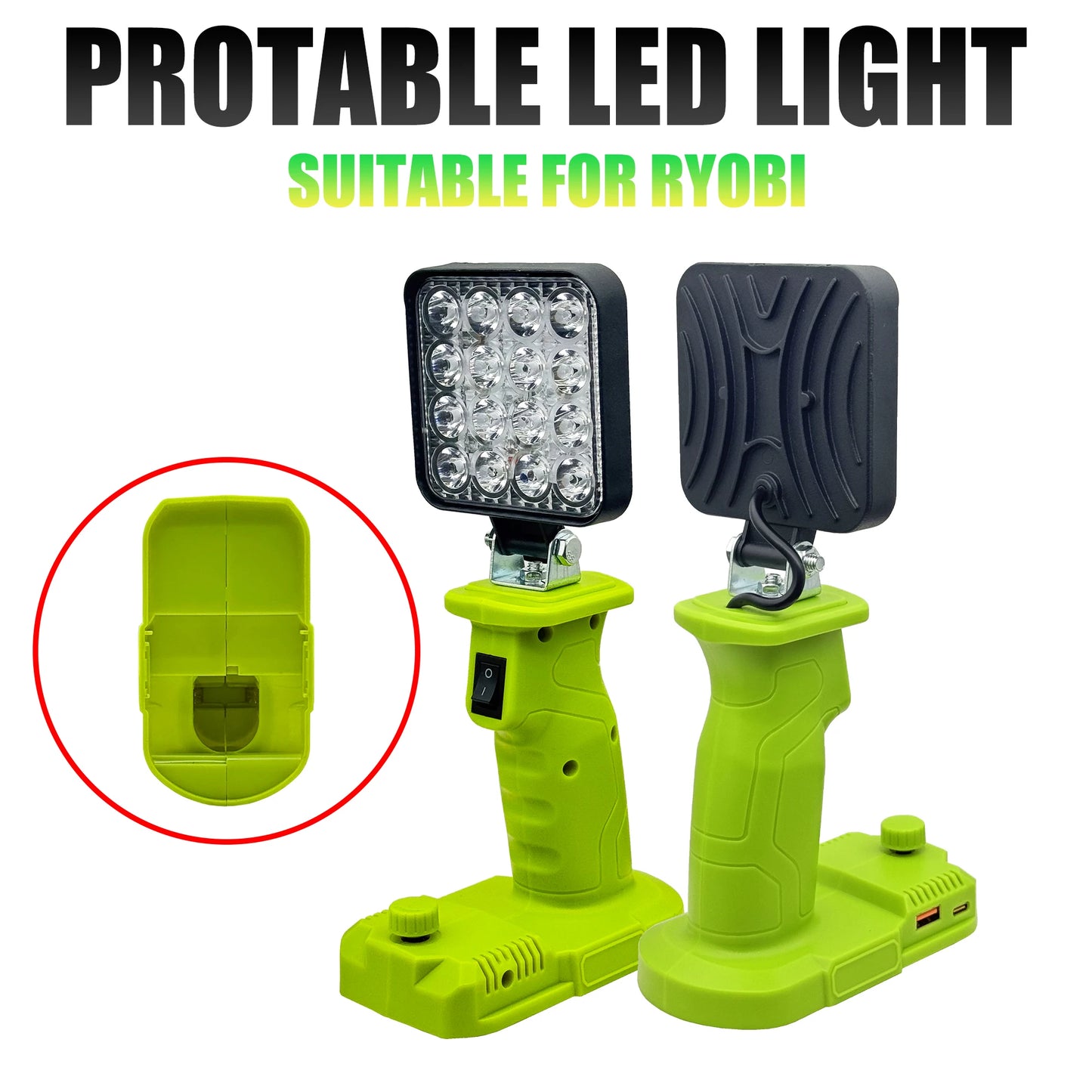 Piezas de herramientas eléctricas para Makita, DeWalt, Bosch, Milwaukee, Ryobi, linterna con batería de litio, luz de trabajo, lámpara de Camping