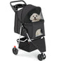 JHK 3 Wheels Foldable Pet Stroller for Small Dogs and Cats Stroller with Mesh Windows Storage Basket Cup Holder for Outdoor Use