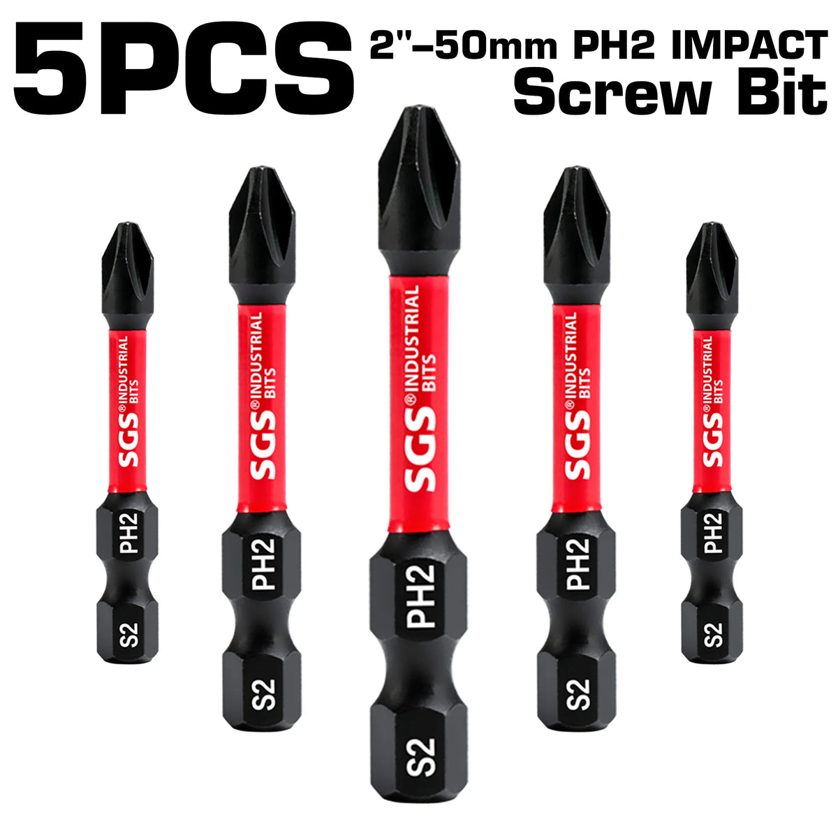 5/10/20 Pieces Phillips Screwdriver Bit Set S2 Steel Magnetic 50mm Long Impact Screwdriver Set Suitable for Metal Processing in Homes, Factories, Offices, Etc