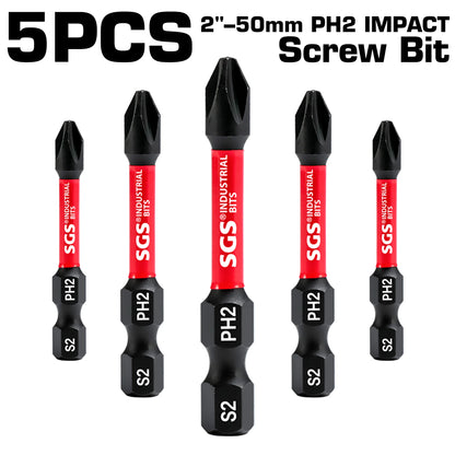 5/10/20 Pieces Phillips Screwdriver Bit Set S2 Steel Magnetic 50mm Long Impact Screwdriver Set Suitable for Metal Processing in Homes, Factories, Offices, Etc