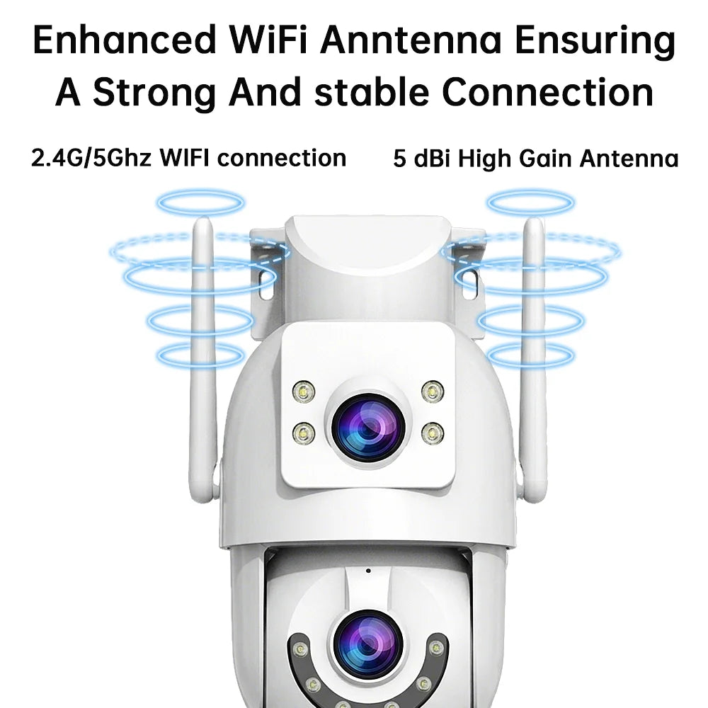 Jooan 4K 8MP HD Wifi cámara PTZ al aire libre 5G Wifi lente Dual cámaras IP de seguridad 5X Zoom AI seguimiento ONVIF cámara de vigilancia CCTV