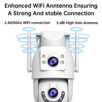 Jooan 4K 8MP HD Wifi cámara PTZ al aire libre 5G Wifi lente Dual cámaras IP de seguridad 5X Zoom AI seguimiento ONVIF cámara de vigilancia CCTV