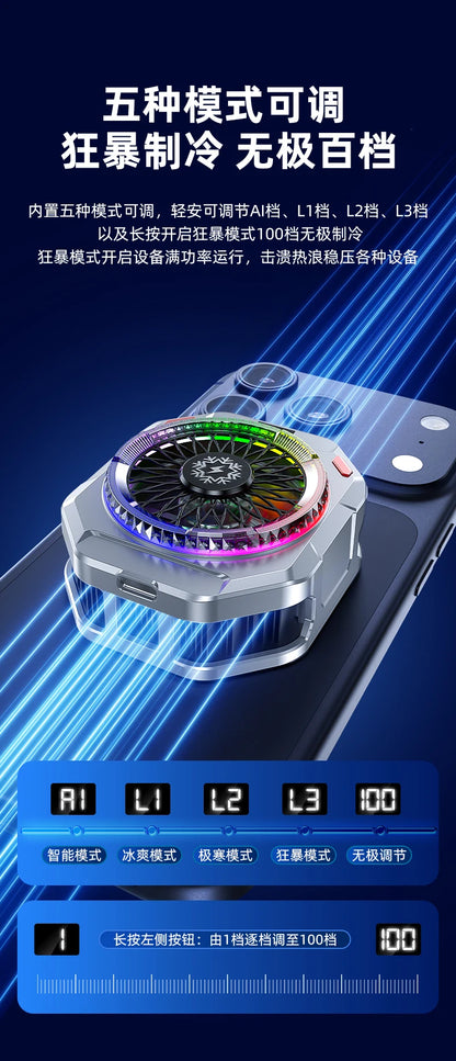 TH28 Pro Semiconductor Phone Cooler 35W Powerful Cooling Smart Temperature Control 5 Adjustable Modes RGB Lights Extreme Cooling