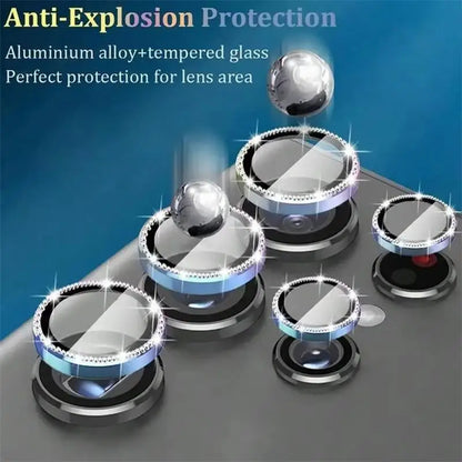 Diamond Camera Lens Protector Ring Cover For Samsung Galaxy S25 Ultra 5G S24 Plus S23 S25 FE S22 Tempered Glass Protective Film