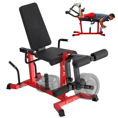 Adjustable Seated Leg Extension And Wave Machine Full Lower Body Trainer Reverse Hyper And Back Extension Home Gym Strength Equipment Black Red