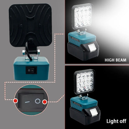 Piezas de herramientas eléctricas para Makita, DeWalt, Bosch, Milwaukee, Ryobi, linterna con batería de litio, luz de trabajo, lámpara de Camping