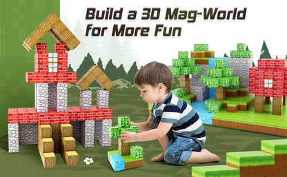 Mine World-bloques de construcción magnéticos para niños, ladrillos magnéticos con figuras, juego de construcción DIY, juguetes sensoriales STEM Montessori, regalos