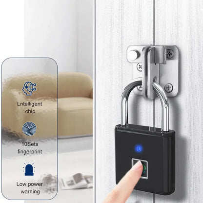 Smart Fingerprint Padlock 0.5s Unlock IP55 Waterproof Type-C Rechargeable for Luggage, Gym, Office, Zinc Alloy Anti-Theft Lock