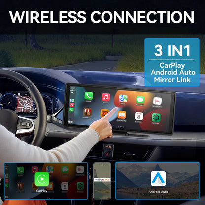 Universal Portable CarPlay Car Screen, Car Radio Multimedia WiFi Video Player, Wireless CarPlay Display for Apple or Android