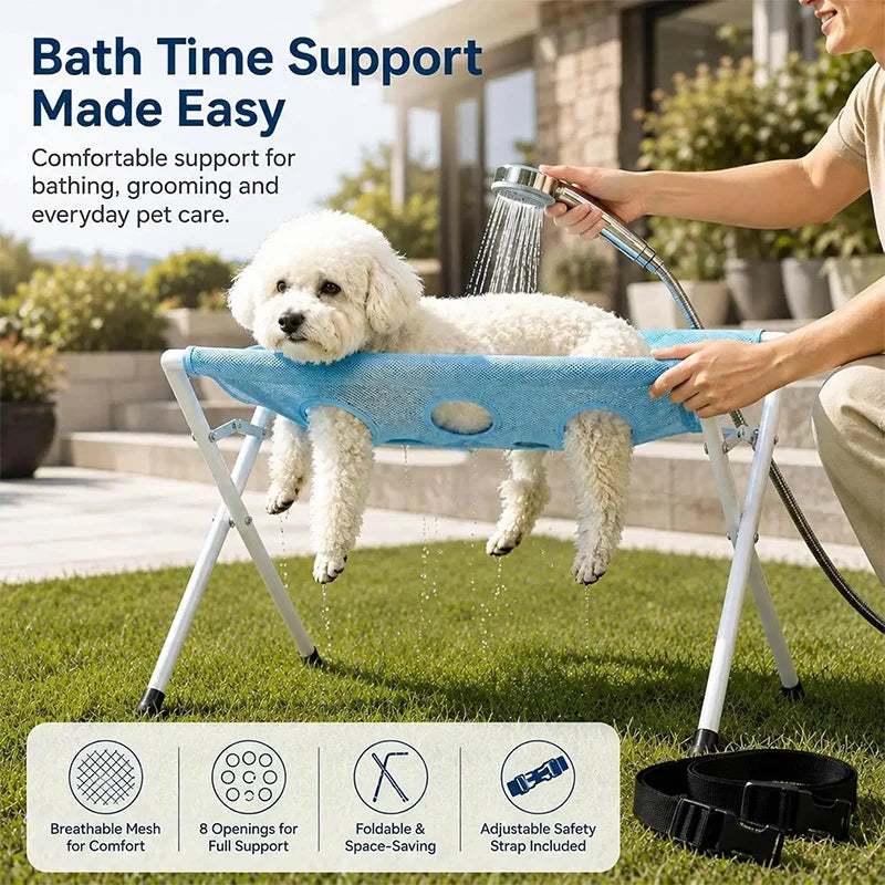 Adjustable Dog Grooming Hammock, Foldable Pet Bathing and Nail Clipping Helper, Breathable Mesh Support Harness for Pets