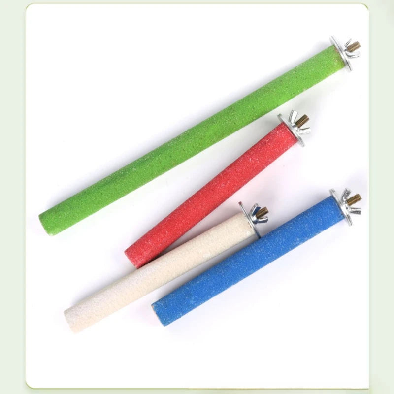 1Pc Pet Bird Cage Perches Stand Parrot Toys Bird Grinding Claw Stick Bird Nest Toy Molar Stick Standing Rod Random Color