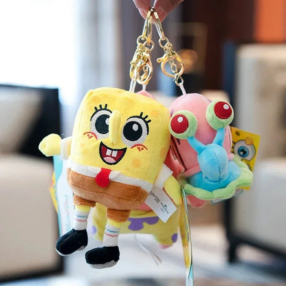 Llavero de Peluche de Bob Esponja y Patricio Estrella de Dibujos Animados Kawaii, Colgante Creativo para Mochila de Gary, Regalos de Squidward Tentacles y Amigos