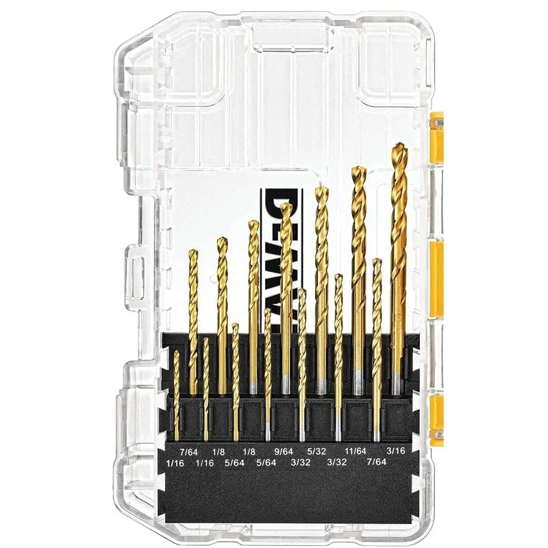 DEWALT Original DW1361 Titanium Twist Drill Bit Set Woodworking Metal HSS High Speed Steel Drill Bits 21-Pc. Tool Attachments