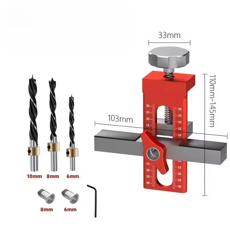 2 in 1 Cabinet Door Installation Positioner, 6/8/10mm Rebounder Punching Mounting Jig for Wardrobe Cabinet Door Panel Installation