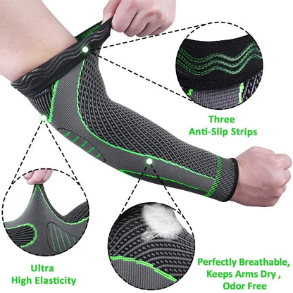 1PCS Sports Arm Compression Sleeve Anti-Slip Elbow Support for Men and Women Cycling Basketball Football Volleyball Baseball Tennis Golf