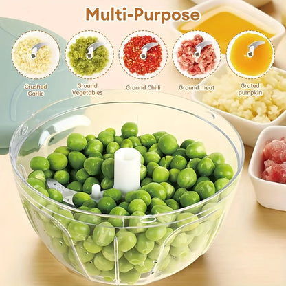 Garlic Mincer Hand Cutter - Hand Pull String Food Processor Vegetable Chopper - for Onion, Ginger, Fruits, Nuts, Dishwasher Safe
