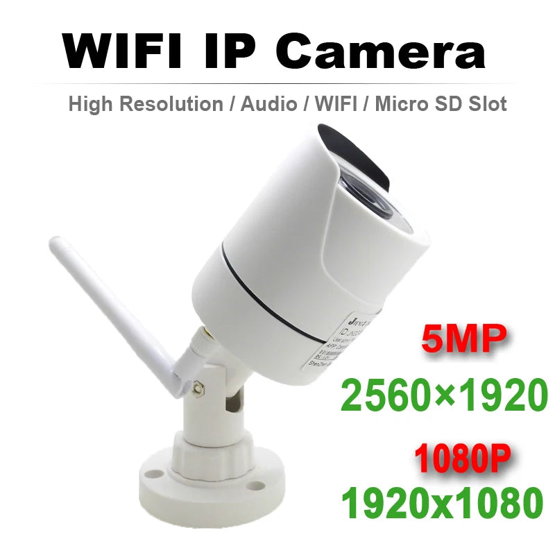 JIENUO-cámara IP inalámbrica de seguridad para exteriores, videocámara de 5MP, Audio HD, Cctv, impermeable, 1080P, visión nocturna, vigilancia Onvif, Wifi, cámara para el hogar, RTSP
