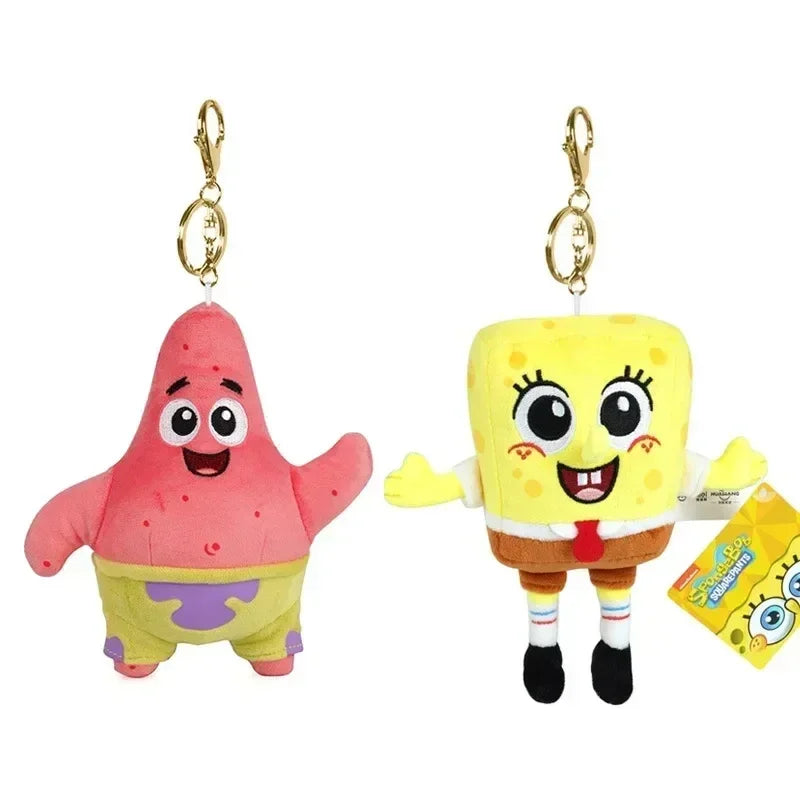 Llavero de Peluche de Bob Esponja y Patricio Estrella de Dibujos Animados Kawaii, Colgante Creativo para Mochila de Gary, Regalos de Squidward Tentacles y Amigos