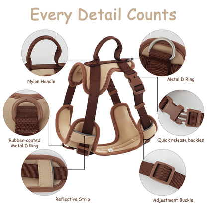 New Chocolate Color Luxury No-Pull Dog Harness for Large and Small Dogs, Adjustable Chest Strap, Personalized Dog Harness