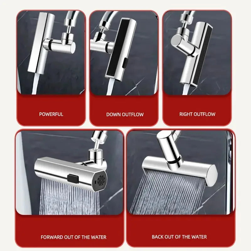 New 3 Modes Kitchen Faucet Universal Rotation Multifunction Swivel Spout Sprayer Waterfall Type Water Tap Bathroom Accessories