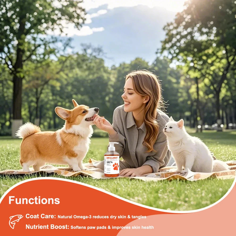 Aceite de Salmón de Grado Humano (500ml, 300ml, 200ml, 100ml) para Perros y Gatos Suplemento de Ácidos Grasos Omega 3 para una Salud y Nutrición Óptimas