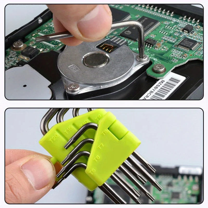 1 Set  8 in 1 Hexagon Screwdriver Wrench Bit Set T5-T20 CR-V Star Key Wrench Torx Screwdriver Kit with Holder