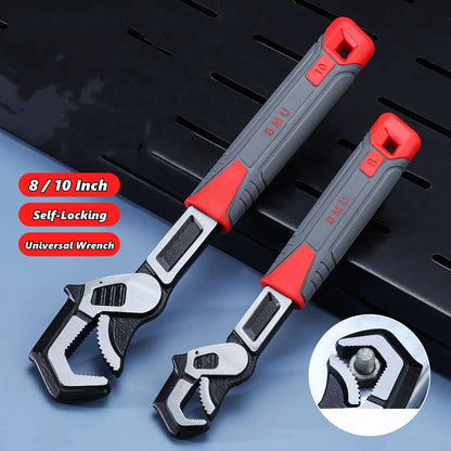 8/10inch Universal Multifunctional Self-Locking Wrench Fast Adjustable Wrench Car Repair Wrench Plumber Multi Hand Tool