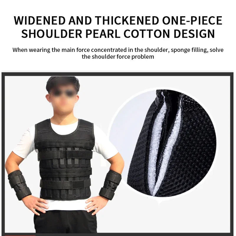 New training jacket, gym and fitness equipment, 15/35KG adjustable loading weight vest, training vest for running and boxing, sand clothing