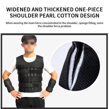 New training jacket, gym and fitness equipment, 15/35KG adjustable loading weight vest, training vest for running and boxing, sand clothing