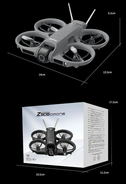 Dron Lenovo Z906 con Cámara Aérea 8K HD, Inteligente, con Sistema Anticolisión, Control Remoto con Pantalla Grande, Plegable, Motor sin Escobillas, GPS