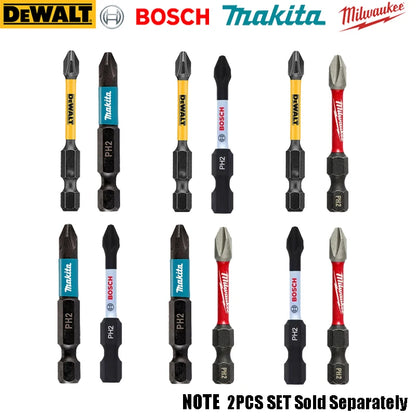 Impact Bits PH2 50/57mm DEWALT Makita BOSCH Milwaukee 2PCS Set Mixed Type HSS Carpentry Drill Durable Power Tool Accessories