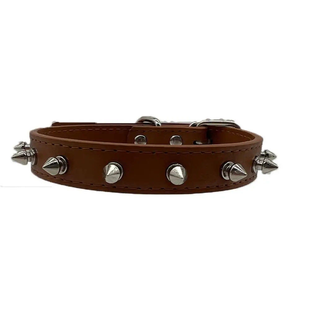 Pet Products Leather Cat Dog Collar Colorful Adjustable Pet Spiked Studded Collars Cool Exquisite Pet Neck Strap Photograph