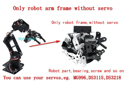 Kit de Brazo Robótico de 6 Grados de Libertad, Kit de Brazo Robótico Programable DIY para Arduino Raspberry Pi Robot para UNO/ESP32, Código Abierto y Tutorial
