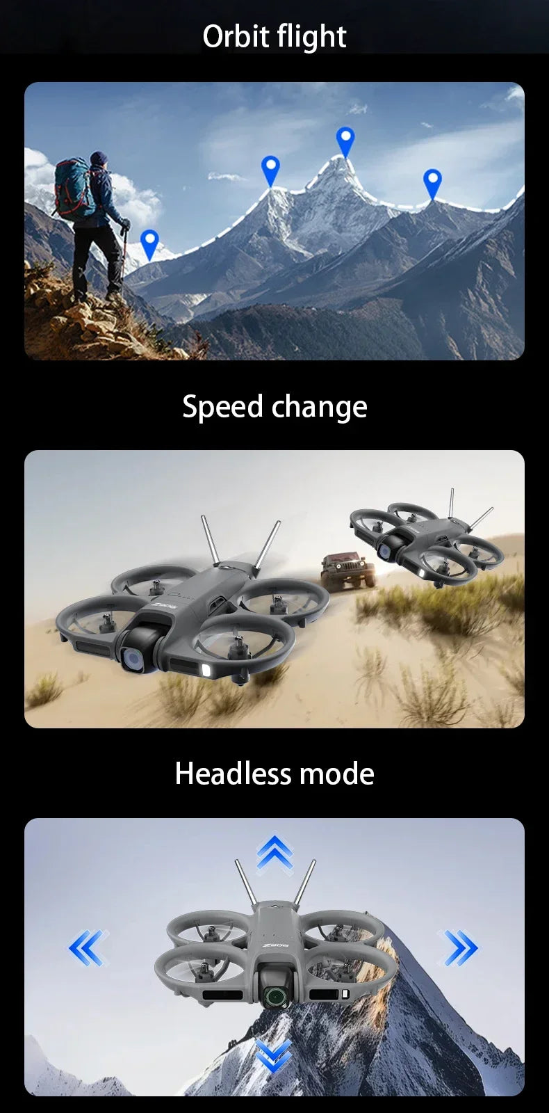 Dron Lenovo Z906 con Cámara Aérea 8K HD, Inteligente, con Sistema Anticolisión, Control Remoto con Pantalla Grande, Plegable, Motor sin Escobillas, GPS