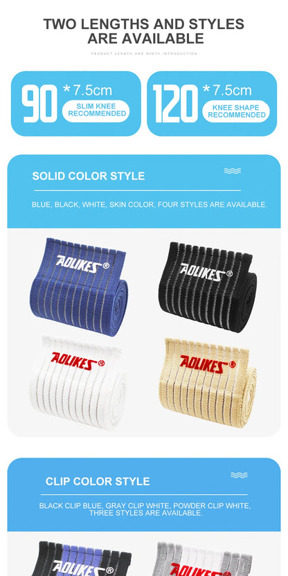 AOLIKES 1PC 40-180cm Compression Bandage Protector Knee Support Brace Sports Elastic Elbow Straps Leg Bands Bandage Workout Wrap