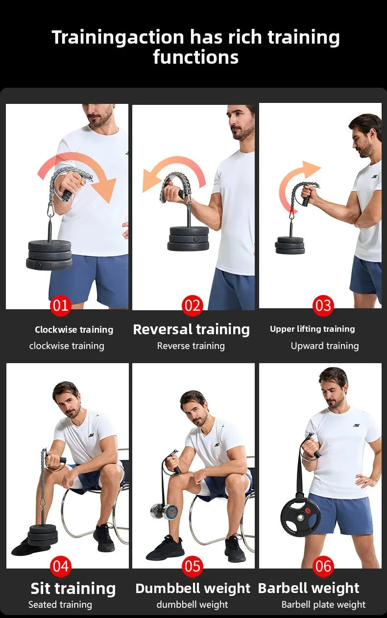 Wrist Strengthener Adjustable Resistance Grip Forearm Trainer Gym Equipment for Barbell Attachment Arm Muscle Training Fitness