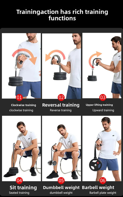 Wrist Strengthener Adjustable Resistance Grip Forearm Trainer Gym Equipment for Barbell Attachment Arm Muscle Training Fitness