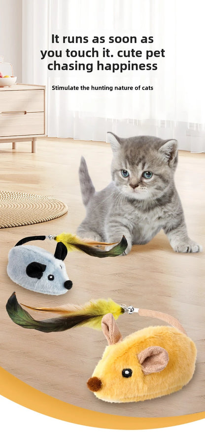 Automatic Sensing Moving Mouse Interactive Cat Toys Electronic Remote Squeaky Cat Toy For Kitten USB Rechargeable Pet Plush Toy