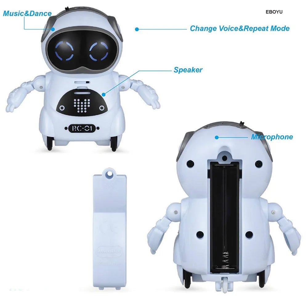 Robot Infantil Interactivo con Voz, Reconocimiento de Voz, Grabación, Canto, Baile y Cuentos, Mini Robot Inteligente de Juguete