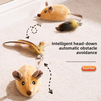 Automatic Sensing Moving Mouse Interactive Cat Toys Electronic Remote Squeaky Cat Toy For Kitten USB Rechargeable Pet Plush Toy