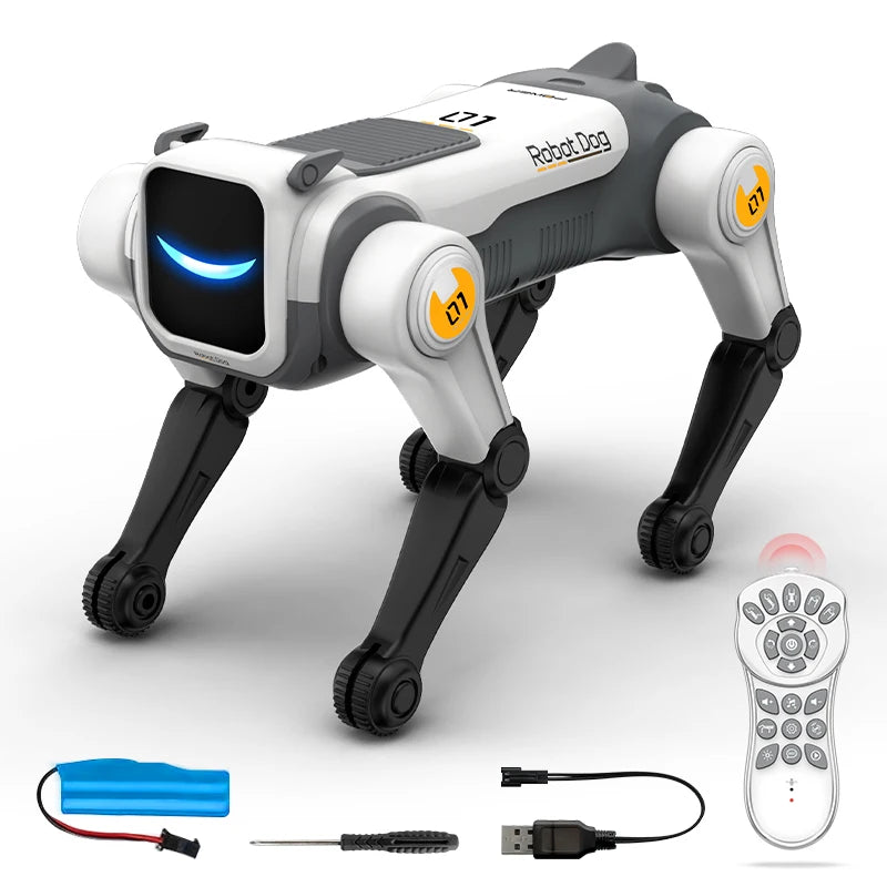 Perro Robot Mágico con IA, Control por Voz a través de Control Remoto de 2.4GHz, Programación Inteligente, Luces en los Ojos, para Niños y Entusiastas de la Tecnología
