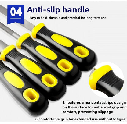 Juego de limas de ajuste de acero de alto carbono para trabajos pesados - Limas de dientes gruesos con mango ergonómico, herramientas para artesanía en metal y bricolaje pesado