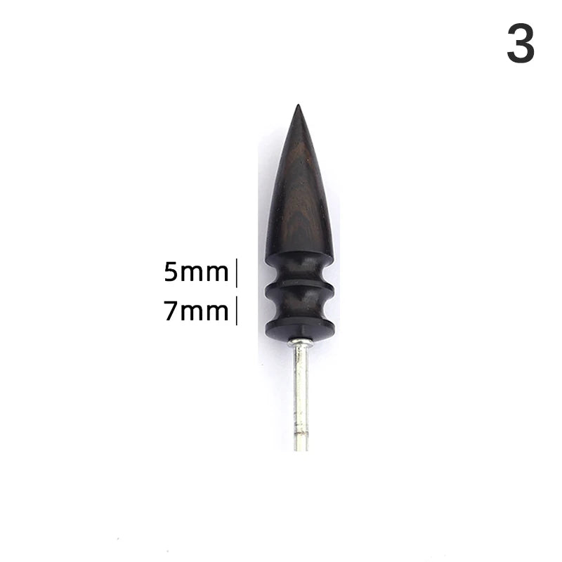 Black Ebony Wood Leather Burnisher Polished Rods, Leather Craft Edge Slicker Tool, Electric Polished Tip Head DIY Rotary Sets
