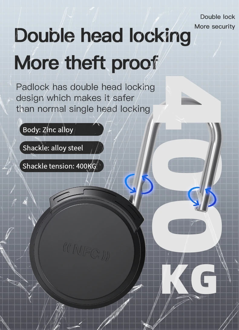 Smart Fingerprint Padlock 0.5s Unlock IP55 Waterproof Type-C Rechargeable for Luggage, Gym, Office, Zinc Alloy Anti-Theft Lock