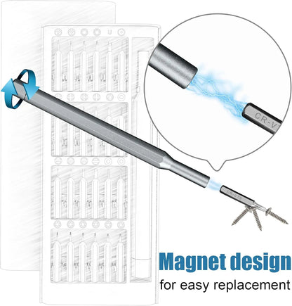 Magnetic Precision Screwdriver Set, 25 In 1 With 24 Piece Mini Pocket Screwdriver Set, Small Repair Set For Mobile Phone/PC/Came