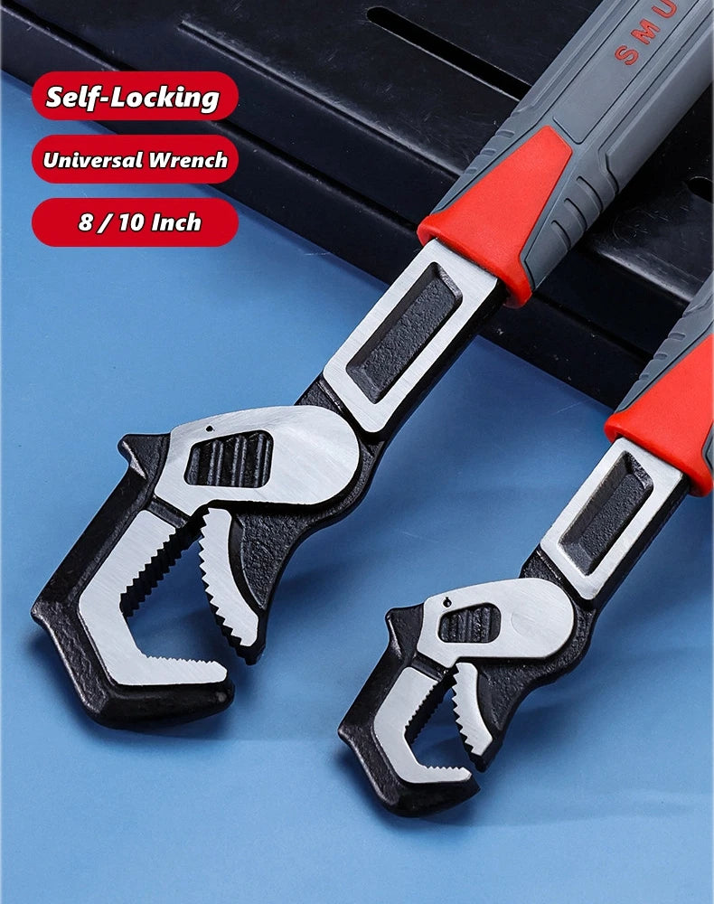 8/10inch Universal Multifunctional Self-Locking Wrench Fast Adjustable Wrench Car Repair Wrench Plumber Multi Hand Tool