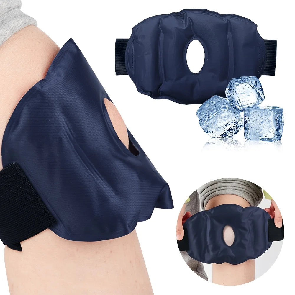 Reusable Knee Ice Pack Wrap, Adjustable Cold Compress for Knee, Cold Therapy Gel Pads for Pain Relief and Sports Injuries