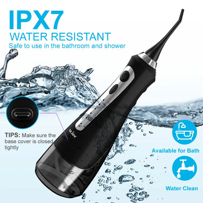 SEJOY Water Flosser Dental Oral Irrigator Teeth Whitening Strips Portable 230ML Tank 5 Modes 8 Jet Tips for Home Use